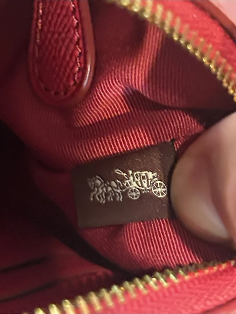 Coach Large Wristlet 25 Refined Pebble Leather- Red